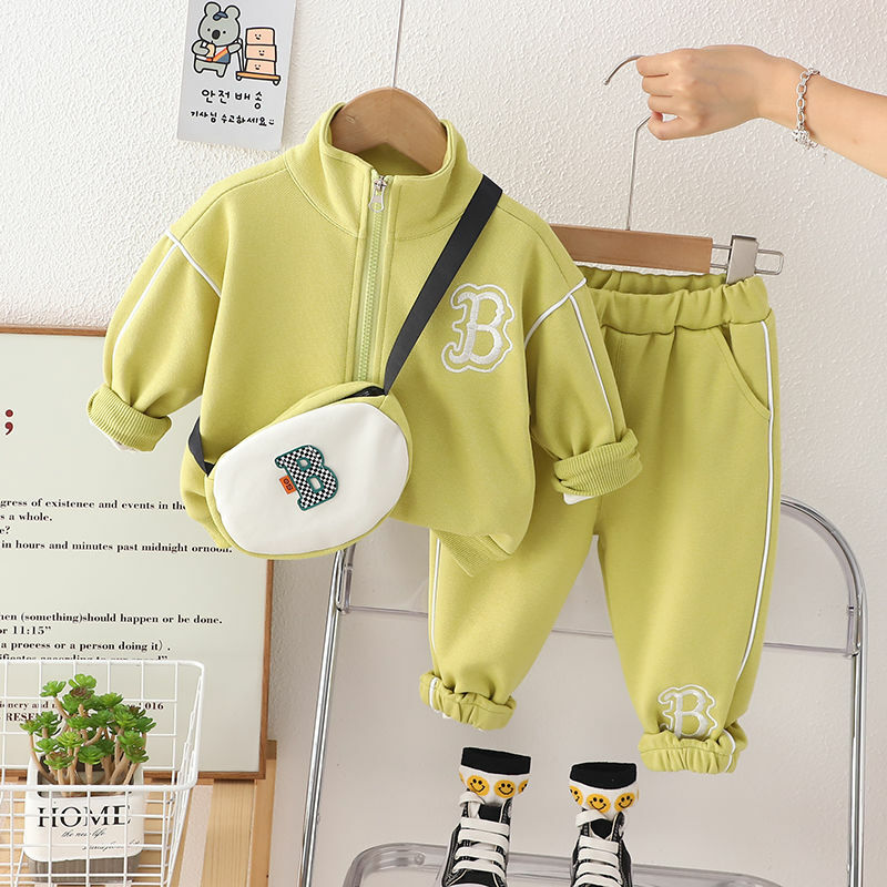 Комплект одежды для мальчиков на весну и осень детский спортивный комплект из двух предметов для отдыха Новинка 2023 красивое пальто + штаны для мальчиков