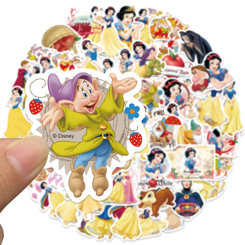 50 buah stiker kartun Disney Snow White stiker Film Anime Skateboard gitar Laptop lucu Kawaii Pak stiker mainan anak perempuan