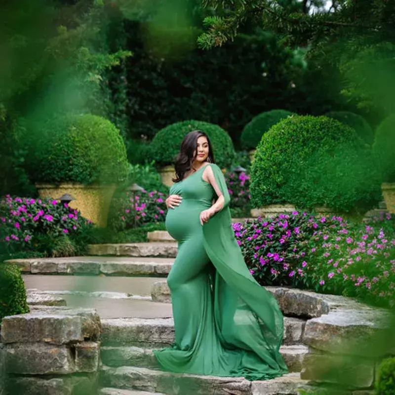 Elegant V Neck Chiffon Shawl Maternity Dresses for Photo Shoot Long Maxi Gown Pregnancy Dress Maternity Photography Dresses