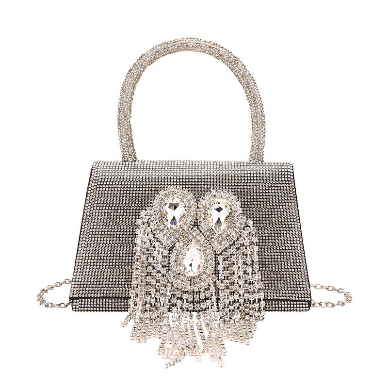2023 Женская вечерняя сумка с кристаллами, роскошные женские сумки с кисточками, свадебная Сумка-клатч, банкетная искусственная сумка на плечо с цепочкой