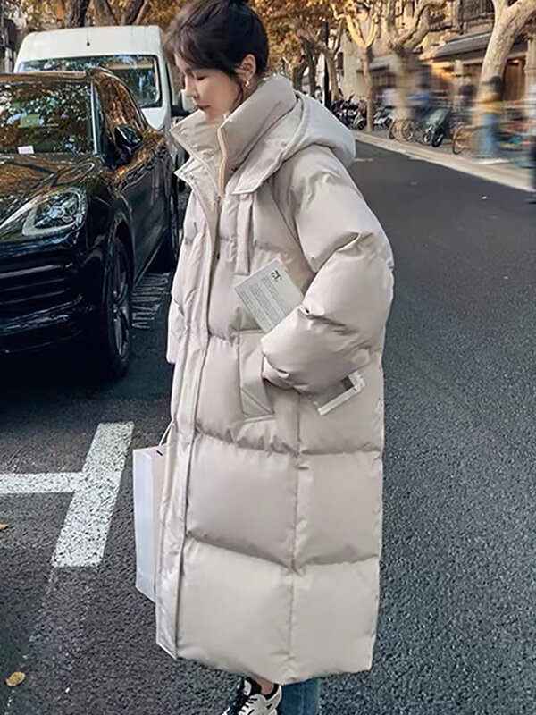 女性のカジュアルな厚手のコート,秋冬,フード付きの温かみのあるコート,韓国のファッション,2022