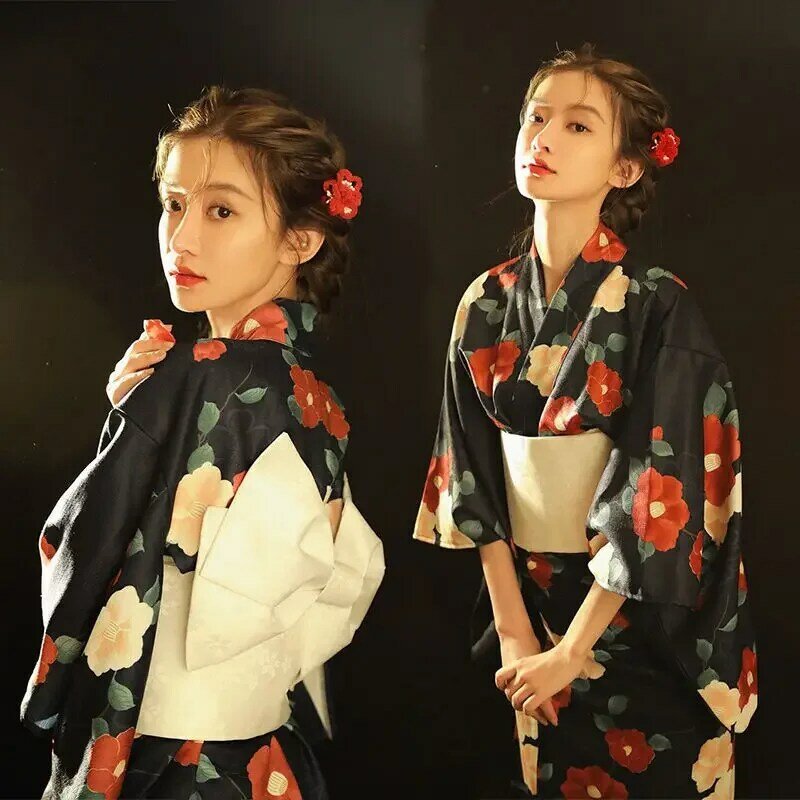 여성 기모노 일본 전통 유카타 하오리 기모노 코스프레 블라우스 가운, 여성 여름 패션 사진 의류, 파티 원피스