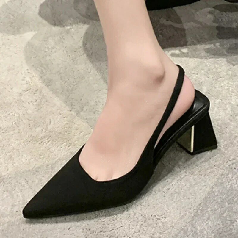 Shoes for Women 2024 Hot Sale Slip on Women's Pumps Autumn Pointed Toe Solid Flock High Heels Fashion Dress Sexy High Heels