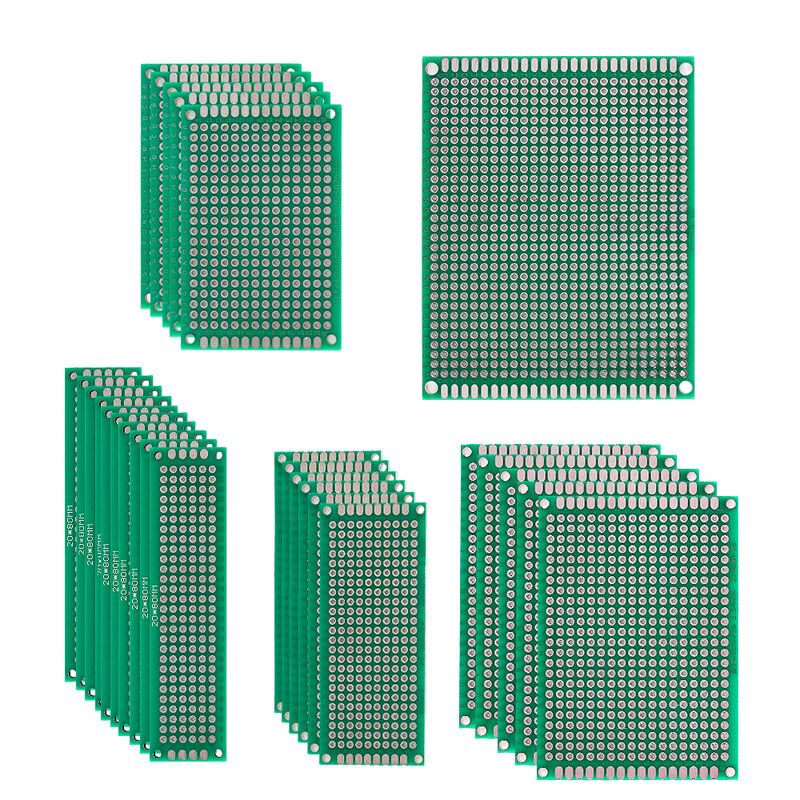 Kits de placa de circuito PCB de doble cara, 31 piezas, 2x8, 3x7, 4x6, 5x7, 7x9cm, proporciona la base para la placa de prototipo electrónica diy