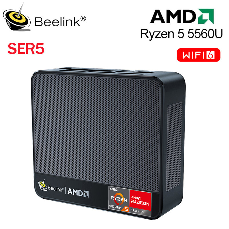 Beelink Mini PC AMD Ryzen 5 5560U 7 5700U 5800H SER5 SER5 Pro Max Computer da gioco Desktop WiFi6 BT DDR4 16GB 500GB SSD 32GB 1T