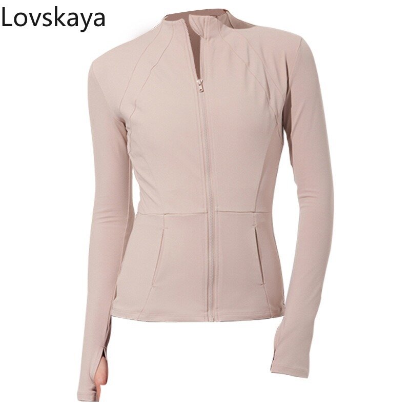 New tight fitting long sleeved top training sportswear yoga suit women's zippered jacket sports slim fit fitness suit