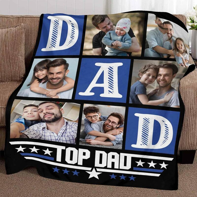Customized dad gift picture blanket for dad and husband, Father's Day gift for Christmas, family and friends