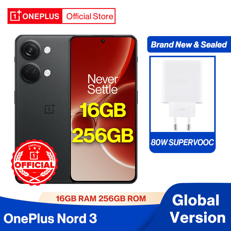 OnePlus Nord 3 5G 글로벌 버전, 16GB RAM MediaTek Dimensity 9000, 120Hz 슈퍼 플루이드 AMOLED 디스플레이, 80W SUPERVOOC 충전, 신제품