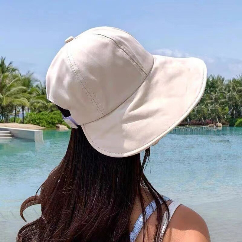 قبعة دلو نسائية قطنية ناعمة للحماية من الشمس ، غطاء شمس قابل للتعديل للشاطئ في الهواء الطلق ، قبعة صياد أحادية اللون ، الصيف