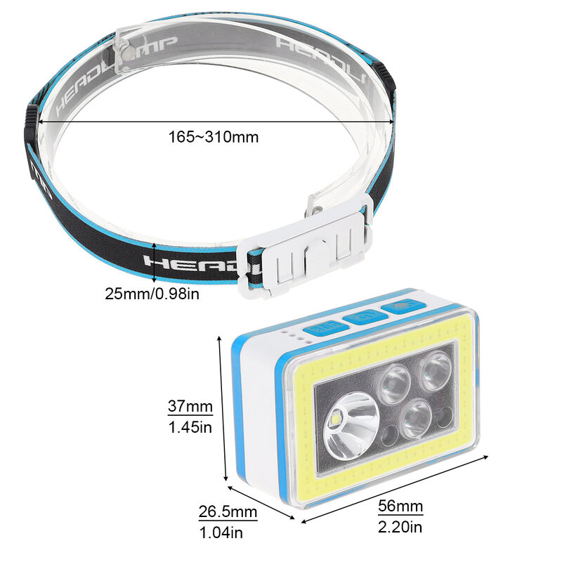 Inductive LED Headlamp USB Rechargeable Headlight Built-in Battery 11 Lighting Modes LED Head Lamp for Camping Fishing
