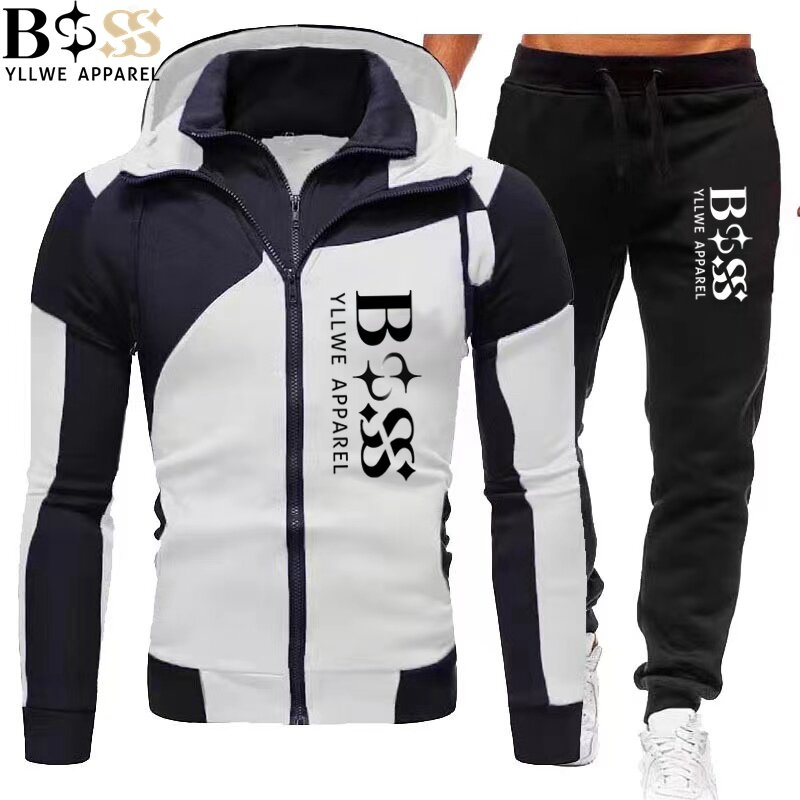 BSS YLLWE abbigliamento nuova giacca con cerniera da uomo Pullover con cappuccio + pantaloni della tuta sport Casual Jogging abbigliamento sportivo Set da 2 pezzi per