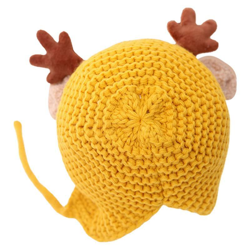 Chapeau de renne doux et chaud unisexe pour bébé garçon et fille, bonnet en laine de coton confortable, avec sourire, hiver