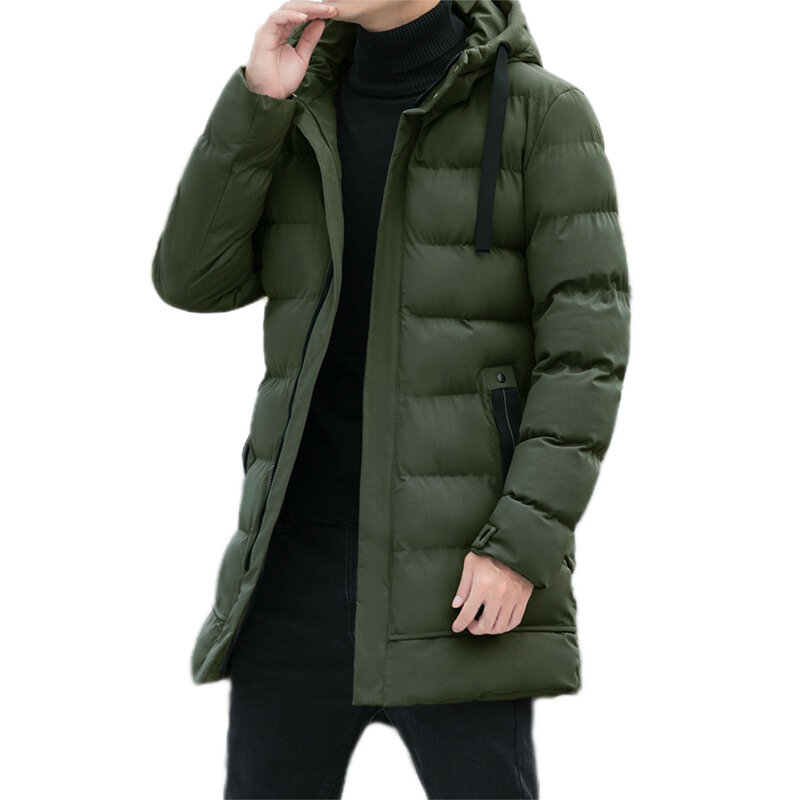 Мужская повседневная куртка с капюшоном, Длинная утепленная парка, зимняя ветровка, верхняя одежда