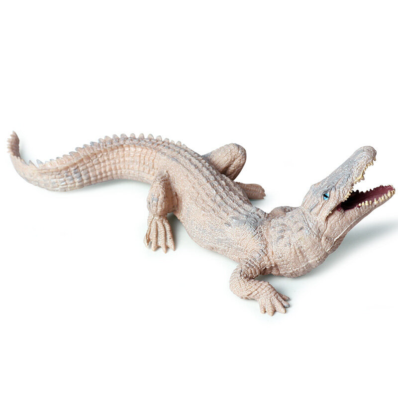 시뮬레이션 솔리드 야생 동물 모델 베이지 악어 악어 양서류 악어 장난감, 손으로 만든 장난감