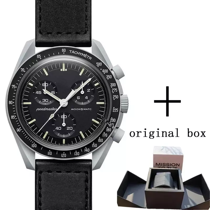 2024 Original marke mit Original Box Moon Uhren für Männer Kunststoff gehäuse Armbanduhr Chronograph erkunden Planet aaa männliche Uhren