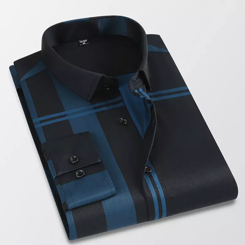 Корейская мода мужская одежда новый дизайн тонкая мужская Тонкая рубашка с длинным рукавом мужские рубашки на пуговицах в клетку деловая Классическая рубашка
