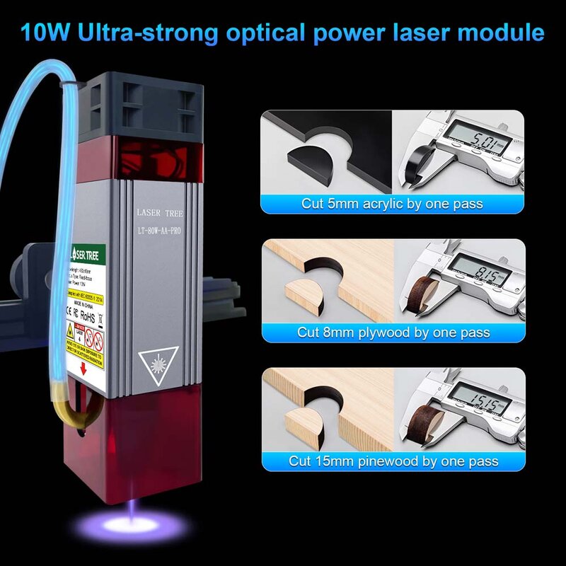 Laserboom 5W 10W Lasermodule 450nm Laserkop Blauwe Laser Voor Cnc Lasergravure Snijmachine Houtbewerking Diy Tools
