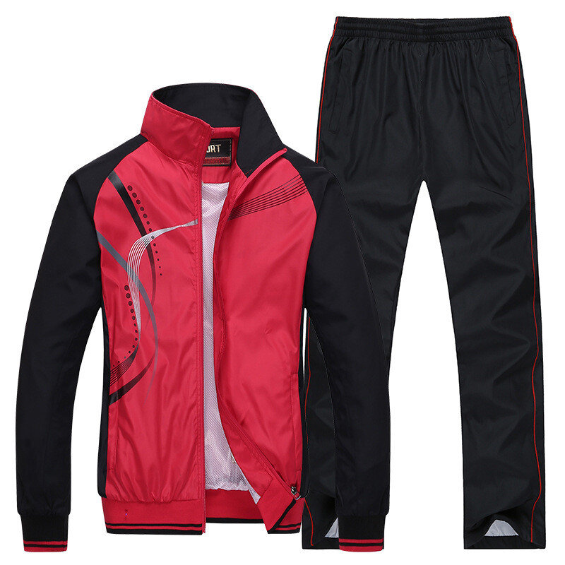 Nova primavera outono 2 peça conjuntos de esportes terno jaqueta + calça moletom masculino moda imprimir roupas tamanho L-5XL