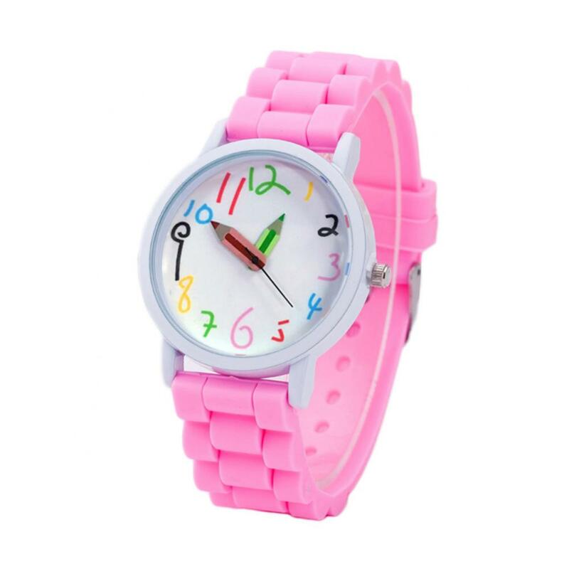 2024 New Simple Cute Cartoon Children Kids Round Dial Silicone Strap Analog Quartz Wrist Watch for Gift