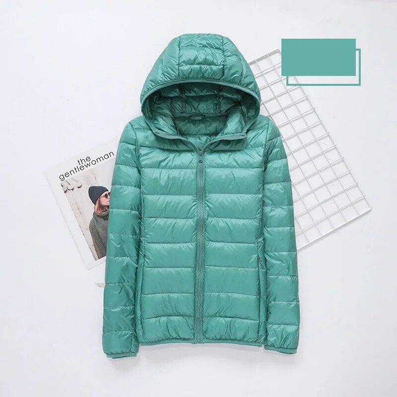 Jaket tipis bulu angsa wanita, jaket Luaran portabel hangat musim gugur dan musim dingin untuk wanita