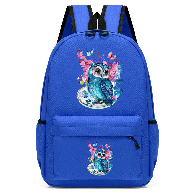 Children Bagpack Watercolor Owl Flower Girl Backpack Kindergarten Schoolbag Kids Anime Cartoon Girl Bookbag Travel School Bags