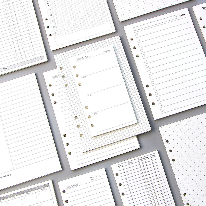 A5 A6 Losse Blad Notebook Refill Spiraal Bindmiddel Binnenpagina Dagboek Wekelijkse Maandelijkse Planner Te Doen Lijst Lijn Dot Grid binnen Papier
