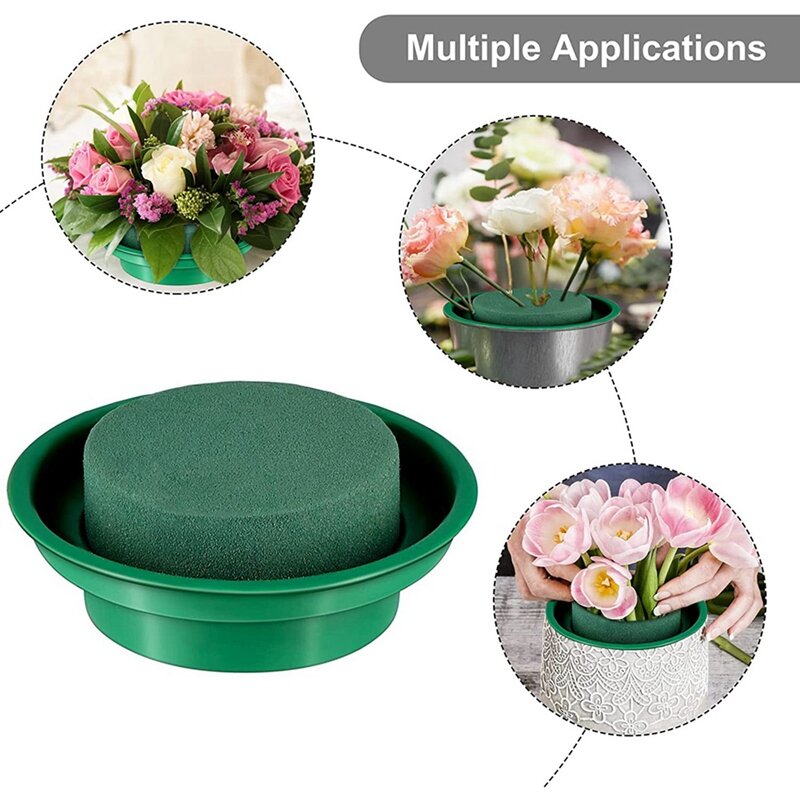 Kit de arreglos florales DIY, 32 paquetes, rondas de espuma Floral en cuencos, bloques de espuma de flores húmedas redondas verdes para flores artificiales