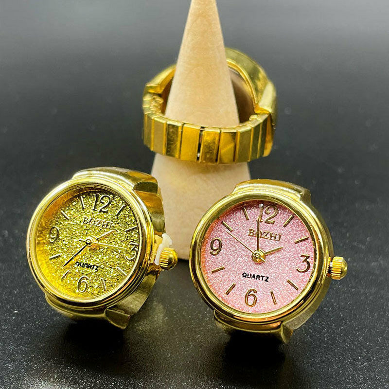 นิ้วมือควอตซ์นาฬิกาขนาดเล็ก Elastic Band นาฬิกาแหวนหญิงเครื่องประดับนาฬิกาผู้ชายผู้หญิงคลาสสิกควอตซ์นาฬิกาแหวน