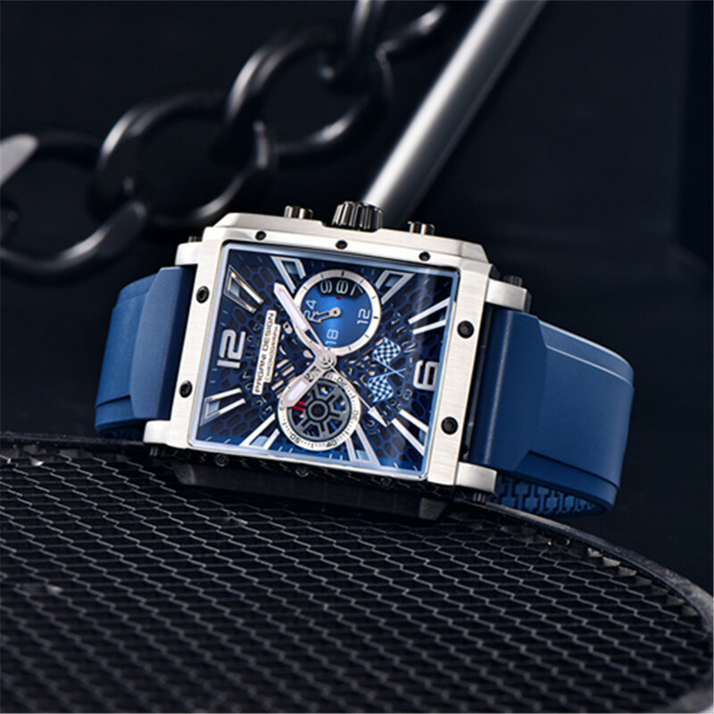 Pagani design marca esportes relógio de pulso de quartzo masculino 42mm oco safira 50m cronógrafo à prova dwaterproof água relogio masculino