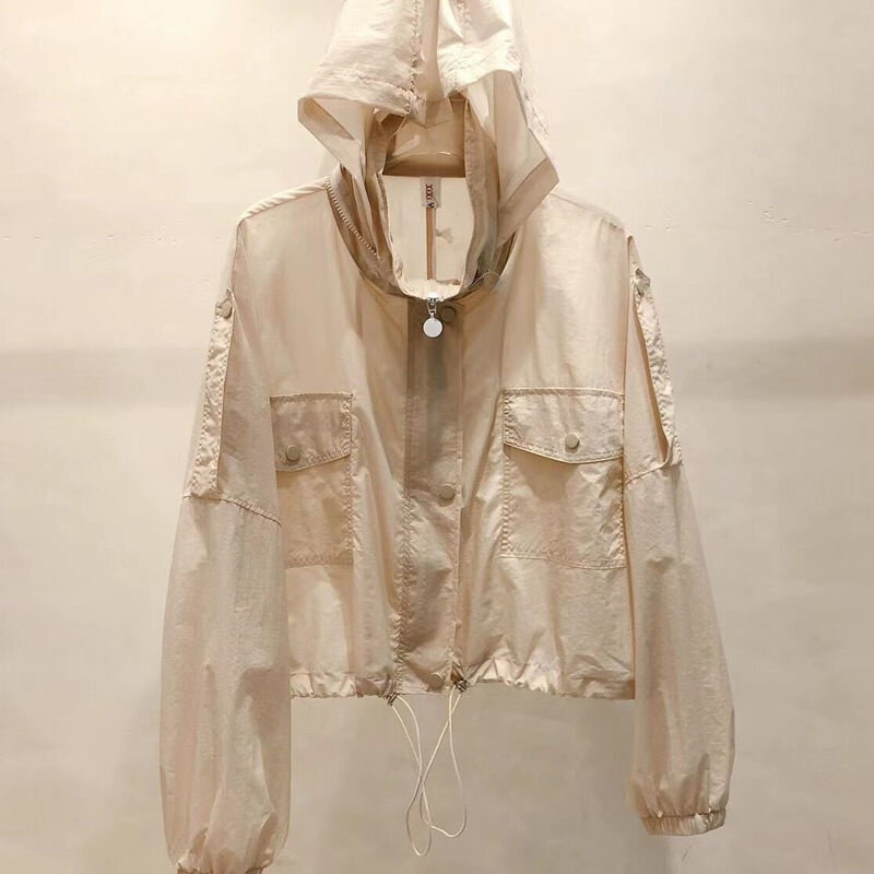 Odzież z filtrem przeciwsłonecznym dla damskiej odzieży wierzchniej w 2024 r. Nowa letnia cienka kurtka z kapturem i odporna na promieniowanie UV YA