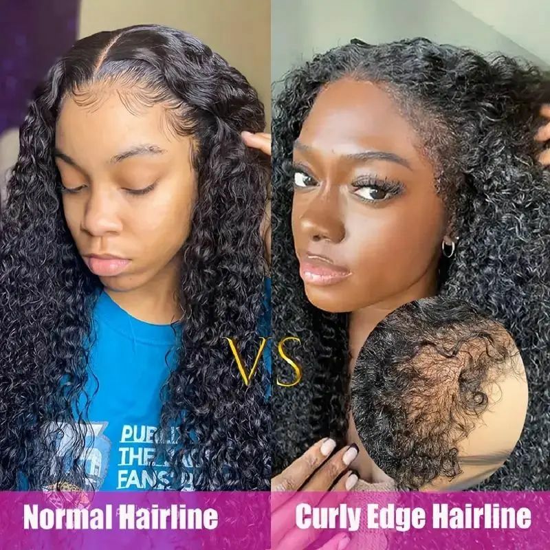 Kinky Curly Lace Frontal 13x4  4x4 Lace Frontal Lace Closure 4C Edge Curly Baby Hair Natural Hairline 100% Brazilian Human Hair