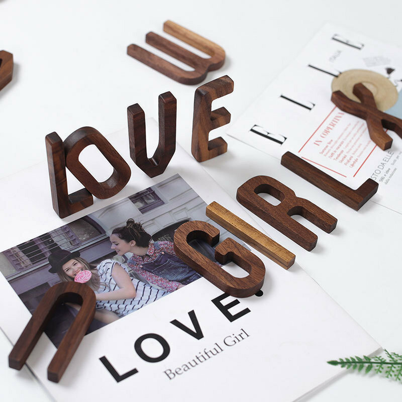 NEUE Nordic Stil Schwarze Walnuss Brief Dekorative Buchstaben Kombination Wand Dekoration DIY Brief Nach Hause Dekoration Holz Alphabet