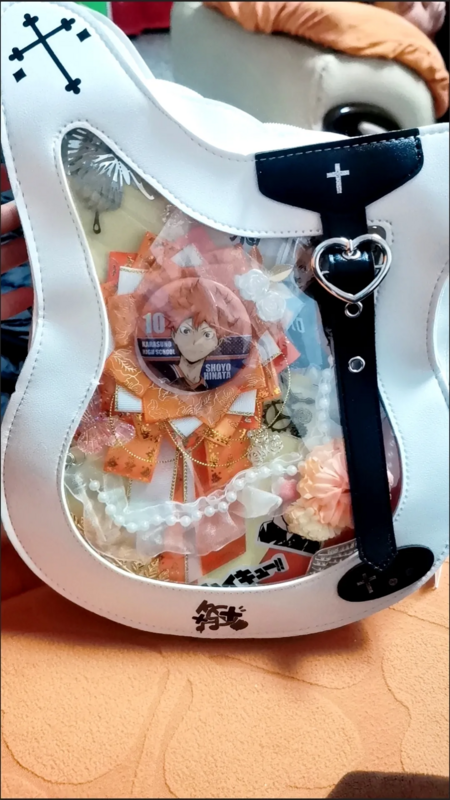 Luxury Ita Bag Accessories，Orange Badges Holder Base Tray，Ribbon Badge Rosette ，Handmade Anime cosplay Crafts，Lolita gate