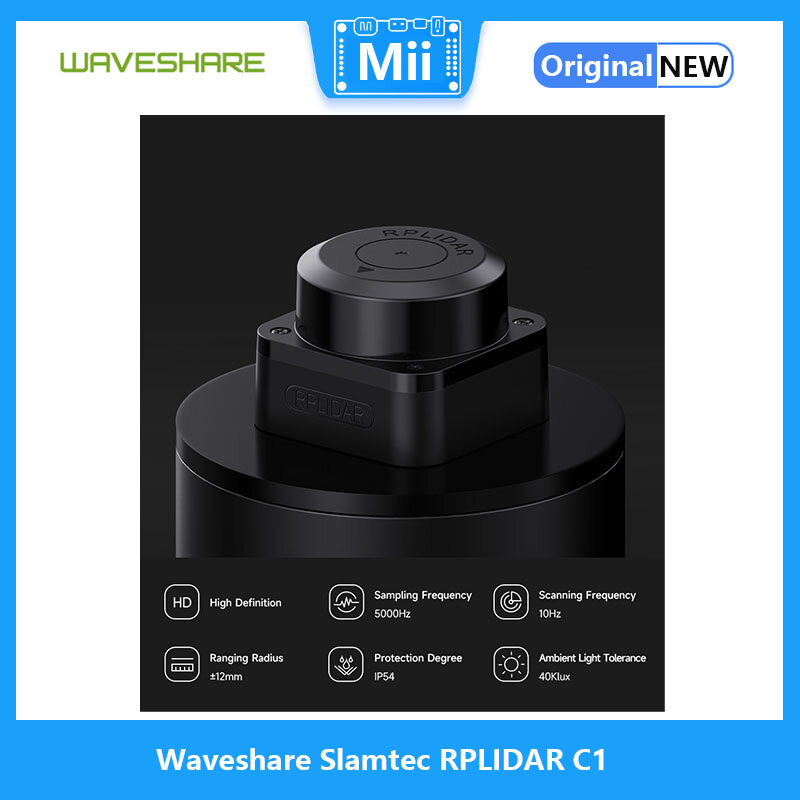 Waveshare Slamtec RPLIDAR C1 Laser Ranging Sensor, 360° Omnidirectional Lidar, Millimeter-Level High Definition