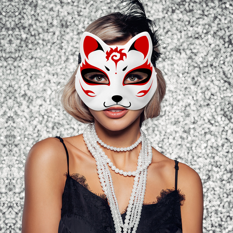 Niemalowana maska do malowania do majsterkowicza lekka wytrzymała rekwizyt Cosplay maska maskująca twarz kota akcesoria Cosplay imprezowa