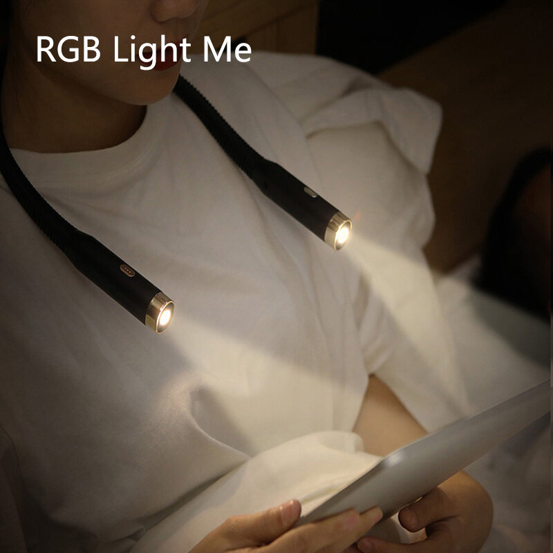 Гибкая подсветка для чтения в кровати, лампа на шею с 4 лампочками, регулируемая яркость, идеально подходит для шитья и вязания