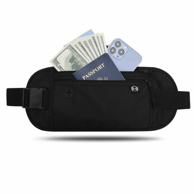 Tas Pinggang keamanan tersembunyi, tas pinggang kasual, tas sabuk uang paspor, tas dada tersembunyi, dompet uang Olahraga