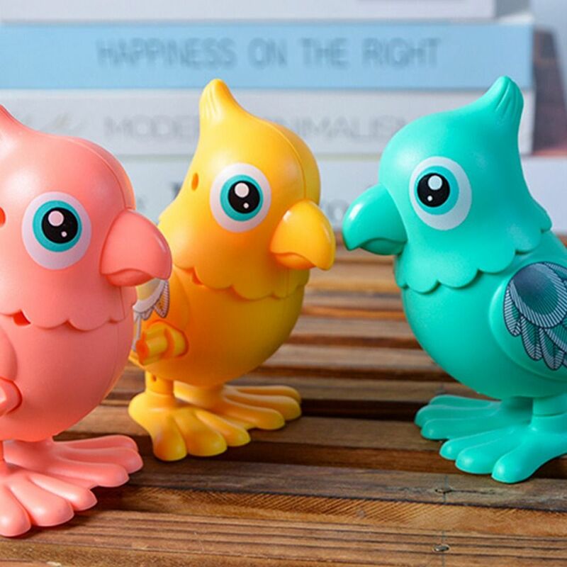 Mainan burung beo bayi lucu klasik mainan anak-anak hadiah anak-anak mesin jam rantai hewan kartun
