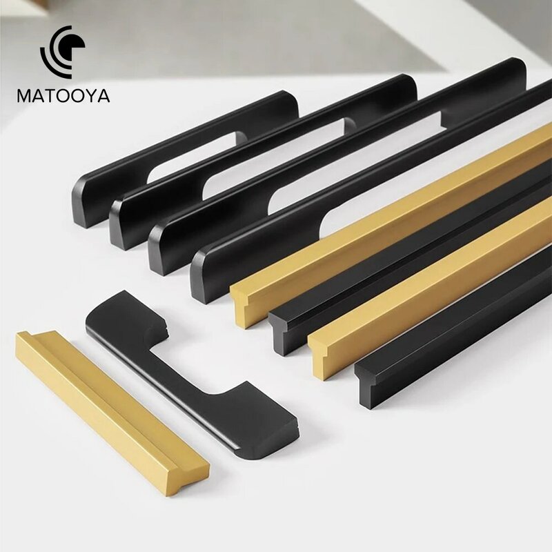 Brush Gold Black Furniture Handles Handles for Cabinets and Drawers Zinc Alloy Kitchen Cabinets Pulls Cupboard Wardrobe Pulls