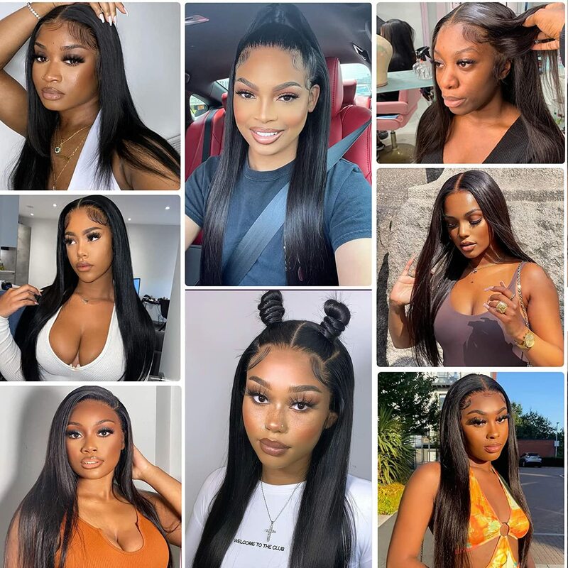 180 Density HD Transparent 30 Inch Straight 13x4 Human Hair Lace Frontal Wig Remy PrePlucked Lace Front Wigs For Black Women