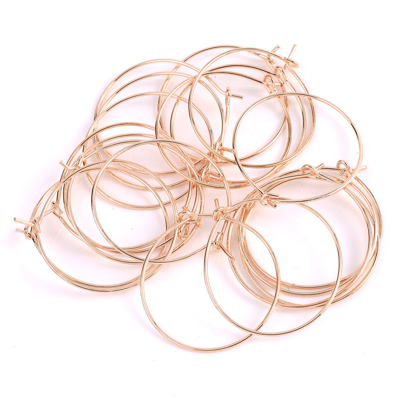 Banhado a liga de metal aros para fazer jóias, Big Circle Ear Wire Hook, fios Brincos Base, Componentes Jóias, 50PCs