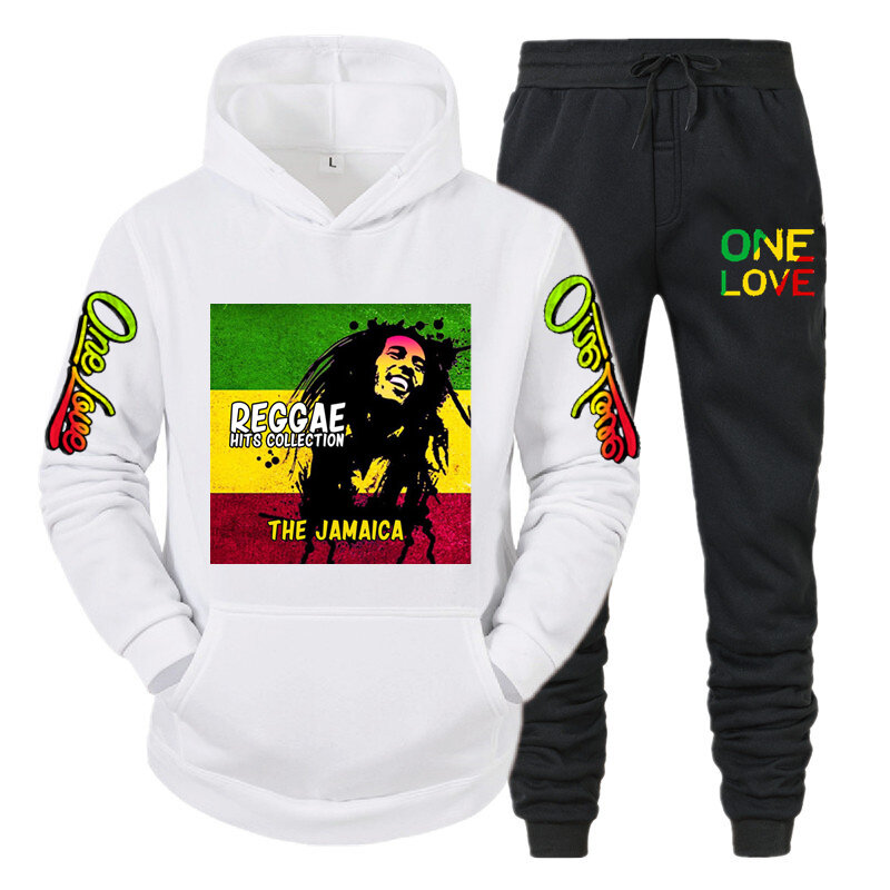 Ladies/Men's Hoodie Bob Marley Legend Reggae One Love Print Sweatshirt Winter Fashion Casual Top Long Sleeve+ Pants Suit Clothes