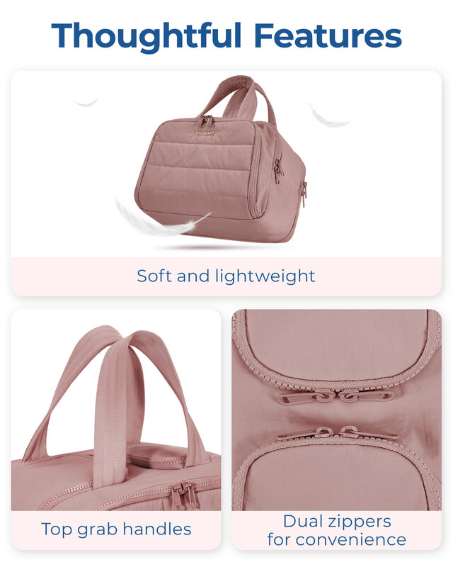 Bagsmart-女性のための広いオープンコスメバッグ,軽量のメイクアップバッグ,化粧オーガナイザー,旅行の必需品
