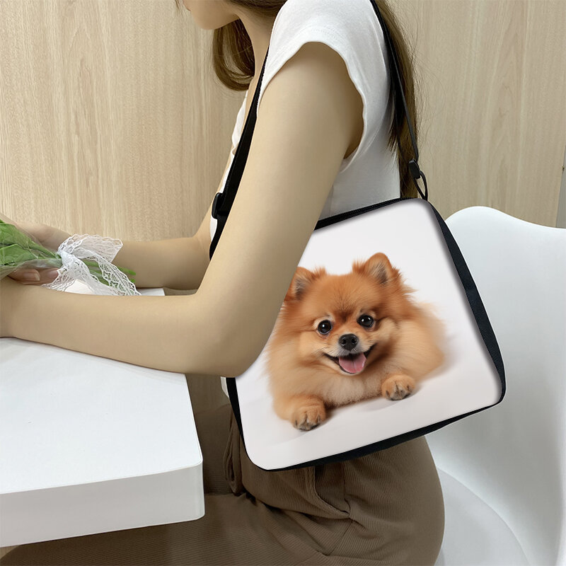 Cute Prone Dog Shoulder Bags Bulldog Beagle Pug Dogs Print Women Crossbody Bags Handbag Portable Storage Bag Phone Holder Gift