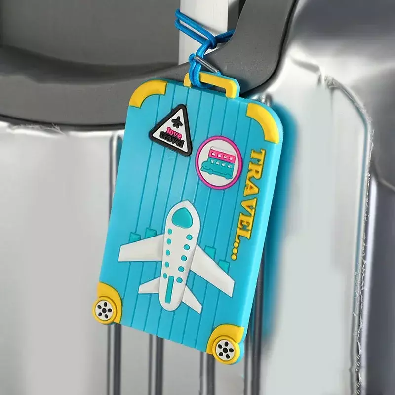 Etiqueta de PVC para equipaje de viaje, soporte de dirección de identificación, accesorios de viaje, etiquetas creativas de maleta, estilo de moda, silicona, 2024
