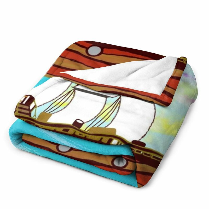 Pirate Ship Sailing the Ocean Throw Blanket Quilt Blanket Luxury Throw Blanket