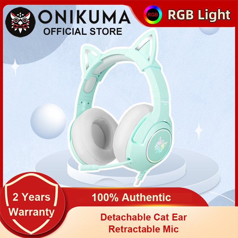 ONIKUMA – écouteurs de jeu K9, couleur bleue, avec lumière RGB dynamique, Microphone rétractable, casque d'écoute, pour PC