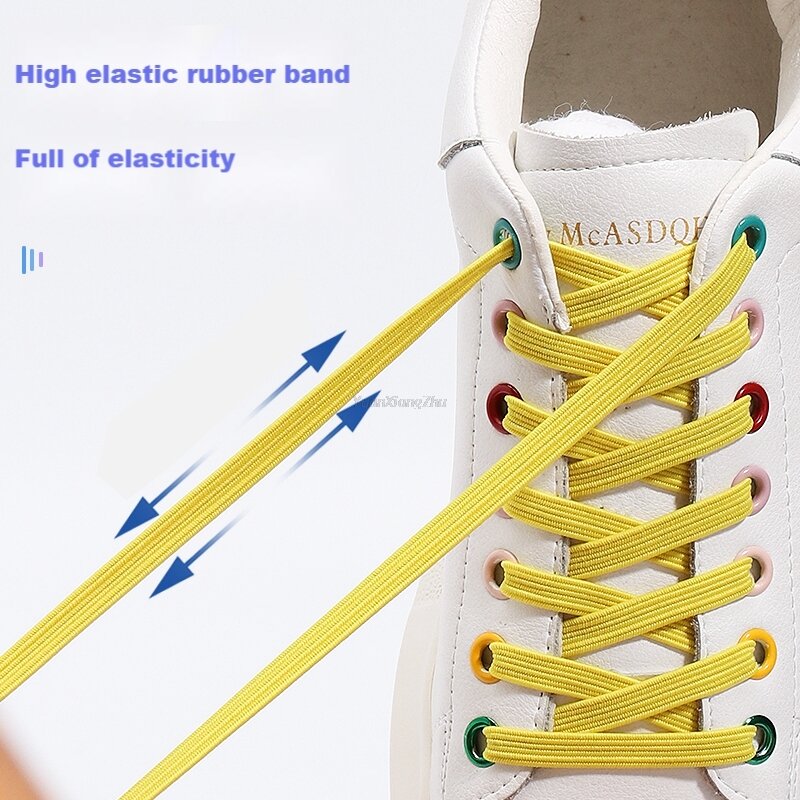 Flat Shoelaces for Sneakers No Tie Shoe laces Elastic Laces without ties Kids Adult Quick lace for Shoes Rubber Bands Shoestring