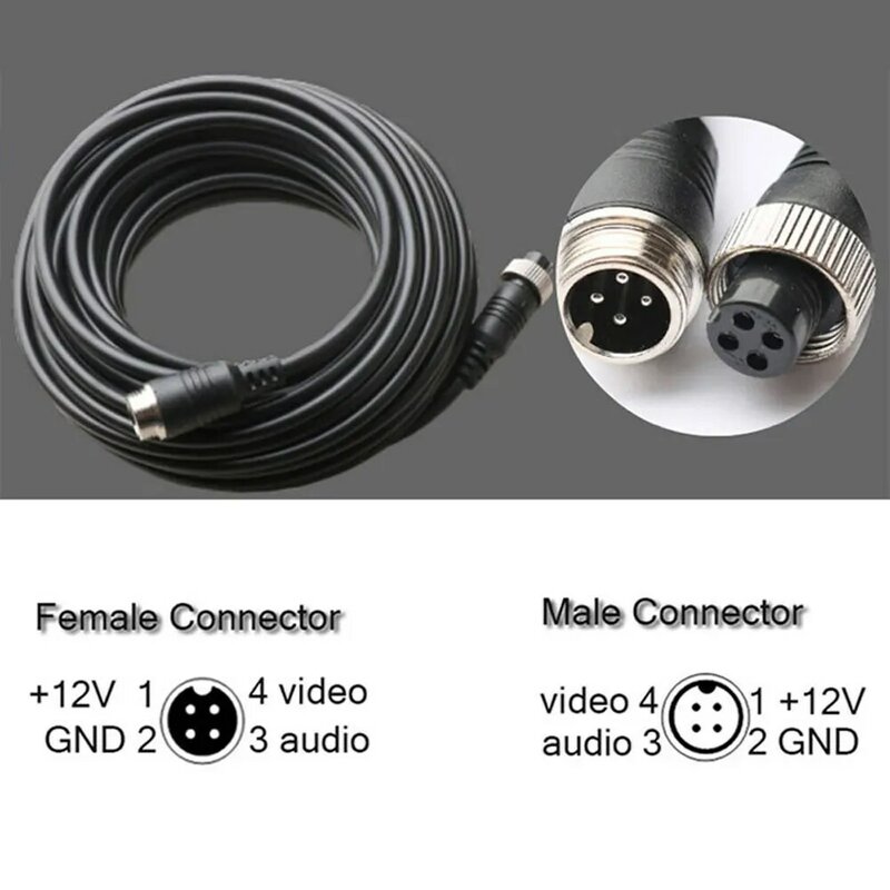 Kabel Ekstensi Kepala Penerbangan Konektor 4 PIN 5M/10M/15M/20M/30M untuk Koneksi Kamera Monitor Bus Truk