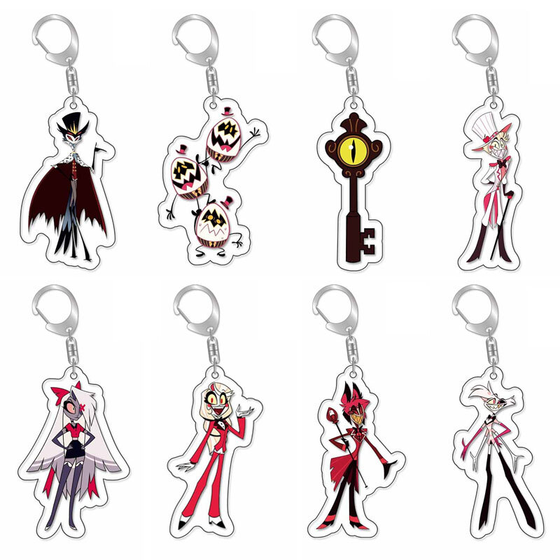 1PC Hazbin Hotels Bag Acrylic Pendants Accessories Anime Fashion Jewelry Keychain Cartoon Cute Keyring Creative brooch Gift